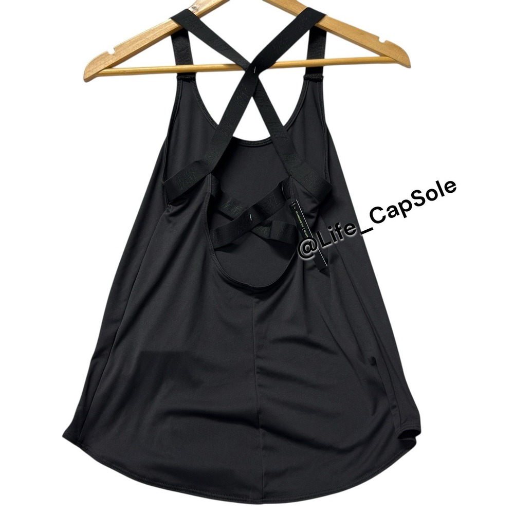 Size XS Nike Dri Fit Intertwist Criss Cross Tank Top Women Black Workout Gym NEW - Picture 2 of 6